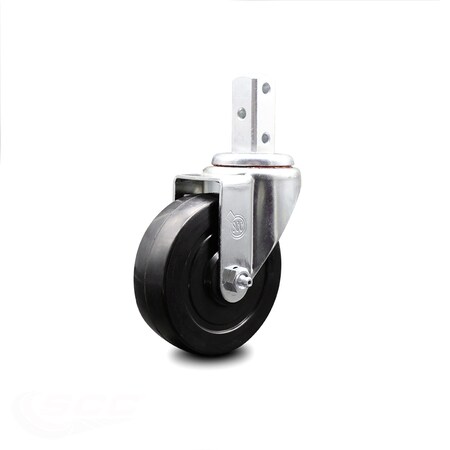 4 Inch Soft Rubber Wheel Swivel 7/8 Inch Square Stem Caster